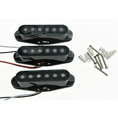 Image of KAISH Set of 3 Black Flat Pole Alnico 5 Single Coil Pickups High Output Sound Strat SSS Pickup