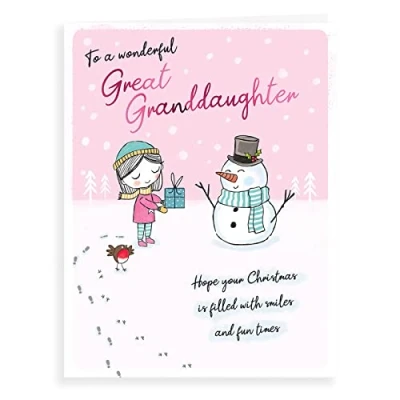 Image of Piccadilly Greetings Character Christmas Card Great Granddaughter 8 x 6 inches