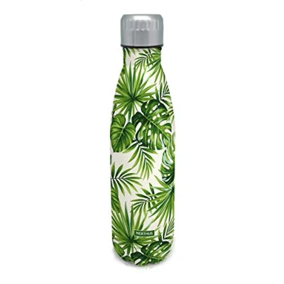 Image of Nerthus Double wall flask for hot and cold liquids. BPA 500 ml stainless steel, with palm tree design, Original