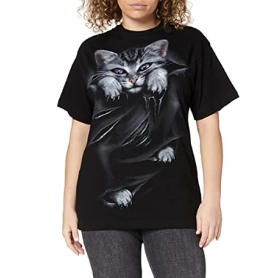 Image of Spiral Bright Eyes Front Print T Shirt Black L