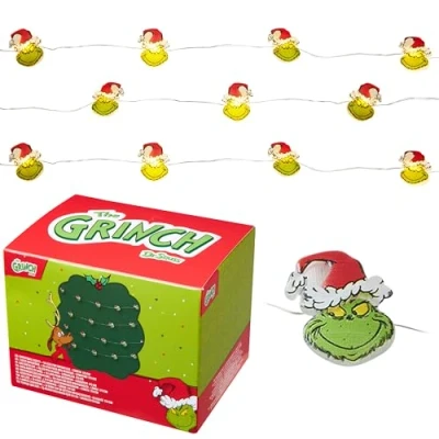 Image of The Grinch LED Christmas String Lights, Battery Operated 170cm Fairy Lights (Green 2D)