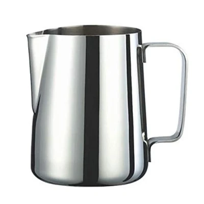 Image of Milk Frothing Jug, Silver Jug for Frothy 600ml/ 21oz Stainless Steel Coffee Frother Barista Accessories Cappuccino Latte Machine