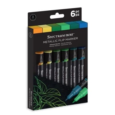 Image of Spectrum Noir Metallic Waterbased Flip Marker Pack of 6 Natural World, One Size