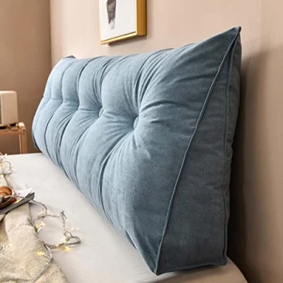 Image of Yanman Large Wedge Pillows Headboard Triangular Rest Reading Pillow, Lumbar Support Cushion Waist Backrest, Soft Sofa Daybed Positioning Bolster, 80x50x20cm
