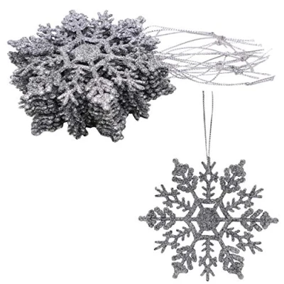 Image of Christmas Concepts® Pack of 12 10cm Glitter Snowflake Hanging Decorations (Silver)