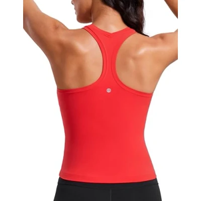 Image of CRZ Yoga Butterluxe Racerback Gym Vest Top for Women Sleeveless Sport Tank Tops Summer Fitness Shirts Comfort Camisole Deep Red 10