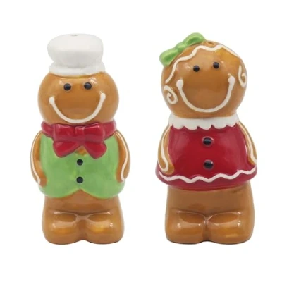 Image of Lesser &amp; Pavey British Designed Salt and Pepper Sets Shaker for All Type of Kitchens Perfect Home or Businesses Christmas Gingerbread
