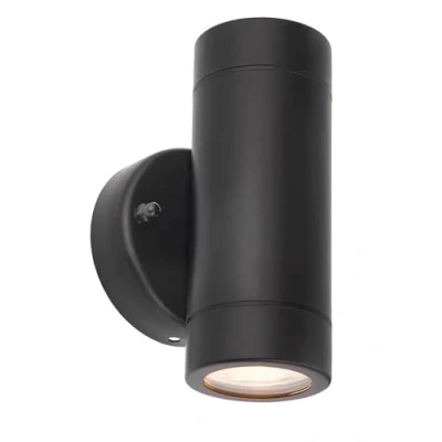 Image of Palin Matt Black Steel External Up/Down Outdoor Security GU10 Wall Light IP44 Rated