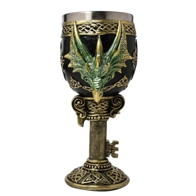 Image of Widdop and Co. Juliana Mystic Legends Dragon Head Goblet Mythical, Fantasy &amp; Gothic Drinking Cup, Homeware for Medieval Party, Roleplay Gaming Home Decor.
