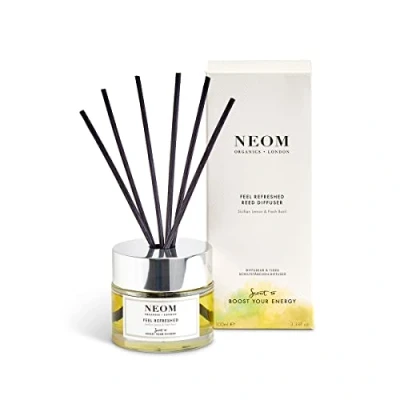 Image of NEOM Feel Refreshed Reed Diffuser, 100ml Lemon &amp; Basil Essential Oil Scent to Boost Your Energy