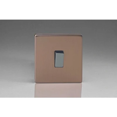 Image of Varilight Flat Plate Screwless Brushed Bronze 1 Gang Intermediate 10 Amp Light Switch