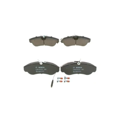 Image of 77362209 Brake pad set BOSCH 0 986 424 031 Low Metallic with integrated wear sensor anti squeak plate, bolts/screws accessories