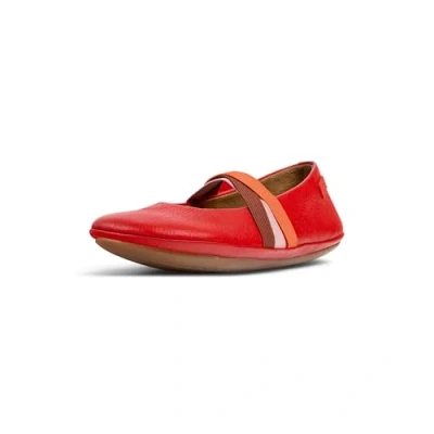 Image of Camper Right Twins Ankle strap ballet pumps for kids, Size: 10K, Hellrot Leather