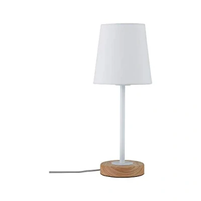 Image of Paulmann 79636 Neordic Stellan luminaire max. 1x20W Table E27 Bedside White 230V Fabric/Metal/Wood Without lamp,White, Wood