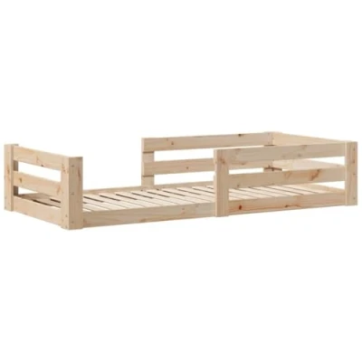 Image of vidaXL Bed Frame without Mattress Base Solid Pine Wood Bedstead with Slatted and Extra Storage Space, 80x200 cm Brown