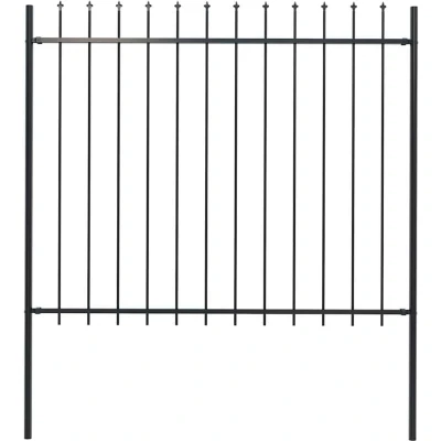 Image of VidaXL Garden Fence Spear Top Steel 1.7 x 1.5 m/Outdoor Panels Sturdy Black Barrier Border