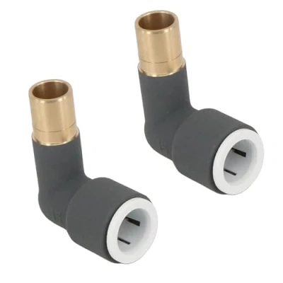 Image of Radiator Valve Reducer Elbow Compression Anthracite 15mm x Push fit 2