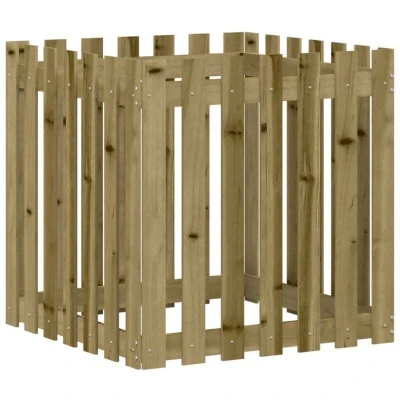 Image of vidaXL Garden Planter with Fence Design 70x70x70 cm Impregnated Wood Pine