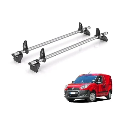 Image of Rhino Roof Rack for Fiat Doblo 2010 2022 [Only Fits Second Generation Standard and Maxi Models] 2 Bars + Loadstops WD2FL/KLS2