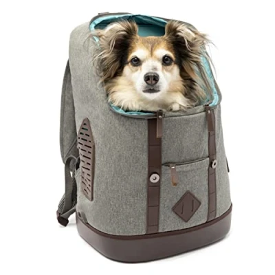 Image of Kurgo Rucksack, Backpack for Small Dogs and Cats, Ideal Hiking, Commuting or Travel, Waterproof Bottom, Heather Grey