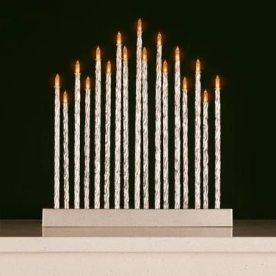 Image of Marco Paul Christmas Twisted Pipe Tube Candle Bridge Arch Modern Free Standing Battery Operated 17 White LED Candles Festival Accessories for Table, Window and Xmas Decor (Silver)