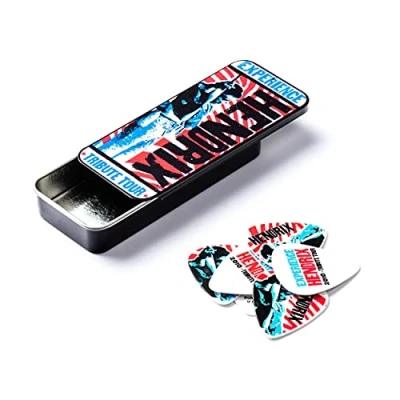 Image of DUNLOP JHPT09M 12 PICKS TIN BOX JIMI HENDRIX MEDIUM