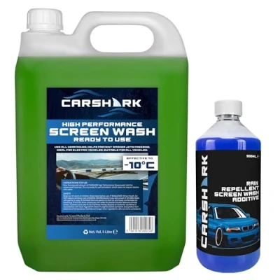 Image of CARSHARK Rain Repellent Screenwash Additive 500 ml with High Performance 5 Litre Effective down to 10C (Green)