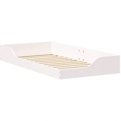 Image of vidaXL Floor Bed Frame White 75 x 190 cm Solid pine wood