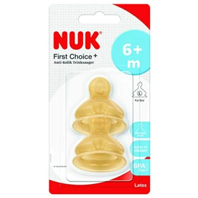 Image of Nuk First Choice+ Silicone Teat 6 18 Months Fori Misura L Beige