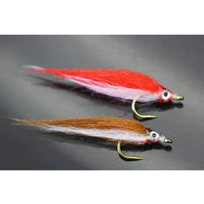 Image of Tigofly 12 pcs Brown Orange Red Polar Fry Slowly Sinking Salmon Trout Steelhead Minnow Fly Fishing Flies Lures Set Size #8 (Assorted)