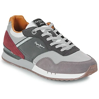Image of Pepe Jeans London Brand Trainers, Men&#039;s, Size: 10, Dark grey Leather and textile