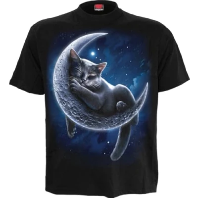 Image of Spiral Velvet Moon Front Print T Shirt Black XL