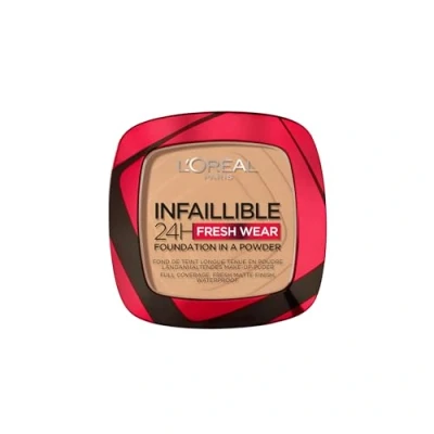 Image of L&#039;Oréal Paris Infallible 24H Fresh Wear Foundation in a Powder, Full coverage, Longwear, Weightless Smooth Finish, Water proof and Transfer proof, 250 Radiant Sand