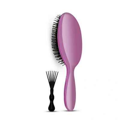 Image of Shine Enhancer Paddle Hair Brush Rose Gold with Soft Natural Boar Bristles Leave Shiny Smooth For All Types Women Men Wet Dry By Majestik+