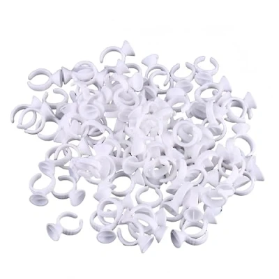 Image of Sonew 100 Pack Tattoo Ink Rings Disposable Microblading Pigment Glue Holder Cup Semi Permanent Makeup Eyelash Eyebrow Tattooing Caps Small (Small With Divider)