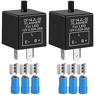 Image of Gebildet 2pieces 12V 3 Pin Electronic LED Flasher Relay 0.1W 150W c/m Motorcycle Turn Signal Adjustable CF 14KT, comes with 6pcs Terminals