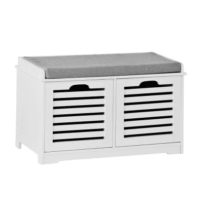 Image of Shoe Storage Bench with 2 Drawers &amp; Cushion,FSR23 K W Sobuy