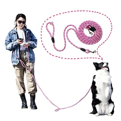 Image of JOPOY Hands Free Dog Leash 13ft Rope Crossbody Reflective for Large Medium Small Dogs Walking, Jogging and Running，Dog Training (Pink, 13Ft)