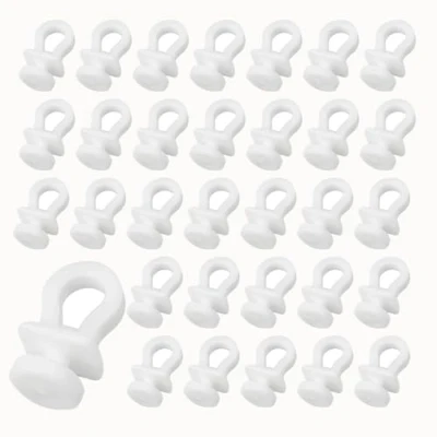 Image of RYOZAI 100 pcs Curtain Track Gliders Hook Rail Slider Hooks Rollers Plastic White Clip Buckle for Window Curtain, Door and Shower