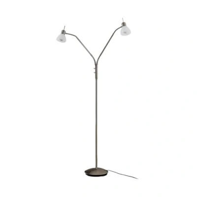 Image of Lindby Floor Lamp &#039;Gwendolin&#039; (Modern) in Silver Made of Metal for e.g. Living Room &amp; Dining (2 Light Sources, E14) from Standard