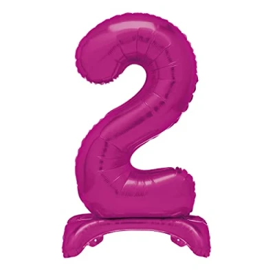 Image of Unique 12872 Giant Standing Foil Number 2 Balloon 76 cm Hot Pink
