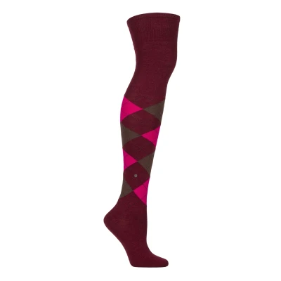 Image of Women&#039;s 1 Pair Burlington Marylebone Argyle Wool Overknee Socks Red 3.5 7.5 Ladies