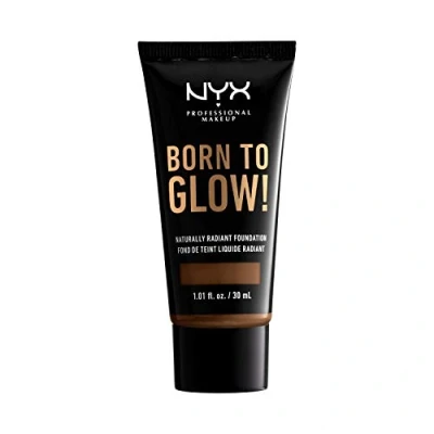 Image of NYX Professional Makeup Born to Glow Radiant Foundation, Iridescent Finish, Buildable Medium Coverage, Vegan Formula, Shade: Cocoa
