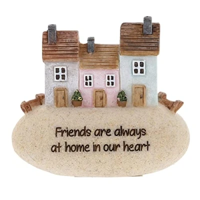 Image of Shudehill Giftware Pebble Lane Cottage Collection, Sentiment Message, Perfect House warming gift or Present (Friends are always at home in our hearts)