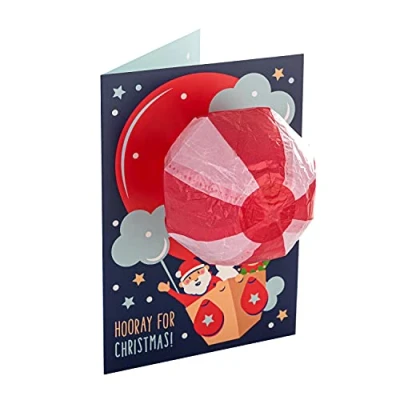Image of Hallmark Christmas Card Contemporary Inflatable Hot Air Balloon Design