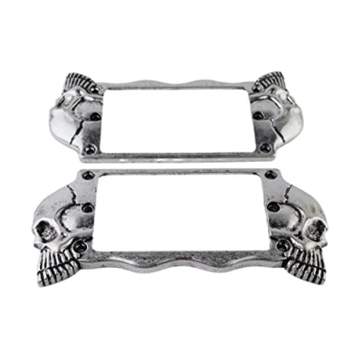 Image of Guyker Flat Metal Humbucker Pickup Mounting Ring Set Bridge Neck Pickups Cover Frame Replacement Part for Electric Guitar or Precision Bass(2PCS, Antique Silver)