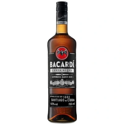 Image of BACARDÍ Carta Negra Superior Black Rum, 40% ABV, 70cl / 700ml, Iconic Caribbean Rum Perfect for Tropical Cocktails