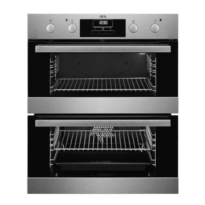 Image of AEG 6000 Built Under Electric Double Oven DUB331110M, 45L Capacity, 720x600x550 mm, Multilevel Cooking, Anti fingerprint, LED Display, Catalytic Cleaning, Stainless Steel