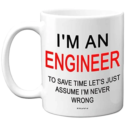 Image of Stuff4 I&#039;m an Engineer Funny Mug, 11oz Ceramic Dishwasher Safe Premium Mugs, Computer Gifts, Engineering Geek Gifts for Men, Science It Mug