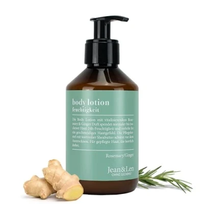 Image of Jean &amp; Len Rosemary Ginger Moisturising Body Lotion for Normal to Dry Skin, Moisturises 24 Hours, Absorbs Quickly, Spicy Fresh Fragrance, No Parabens, Silicone Microplastic, 250 ml